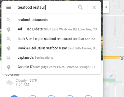 Google тестирует рекламу в автоподсказках  Google Maps