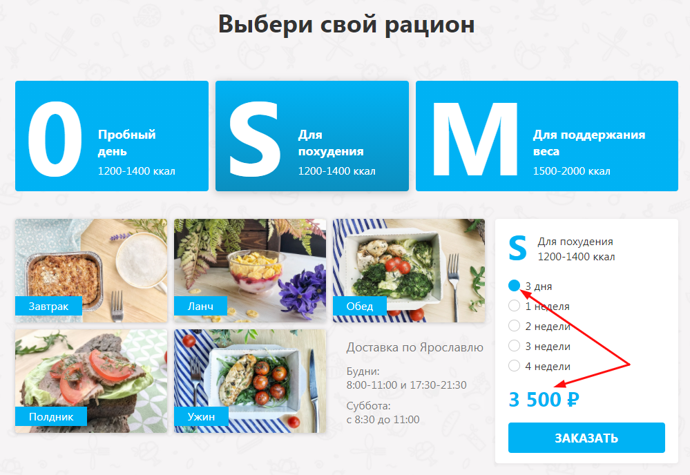 Интерактивный блок с выбором нужного рациона Интерактивный блок с выбором нужного рациона