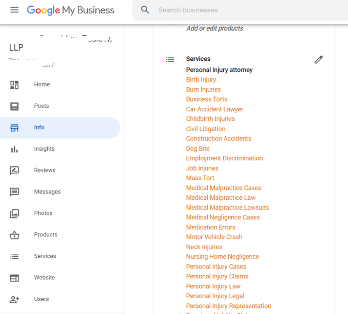 Google My Business автоматически дополняет раздел «Услуги»