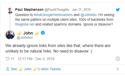 Google игнорирует ссылки с сайтов, на которых «вряд ли встречаются естественные»