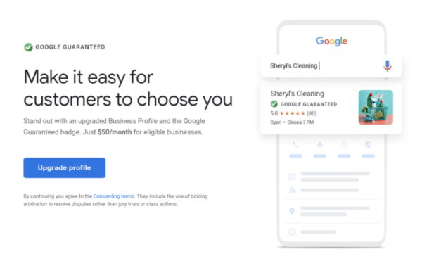 Google предлагает бизнес-профилям значок Google Guaranteed за $50 в месяц