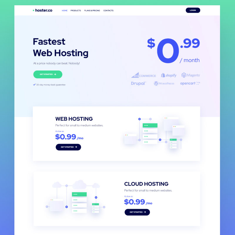 Hoster.co - Web Hosting Template for Providers Company with Elementor №86942