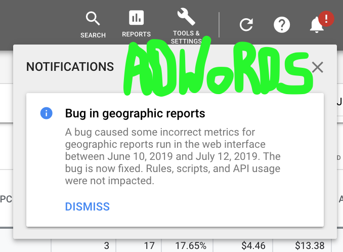 Обнаружен баг в отчетах по географии Google Ads