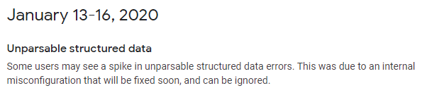 В отчете Search Console о структурированных данных, которые невозможно обработать, возникли ошибки