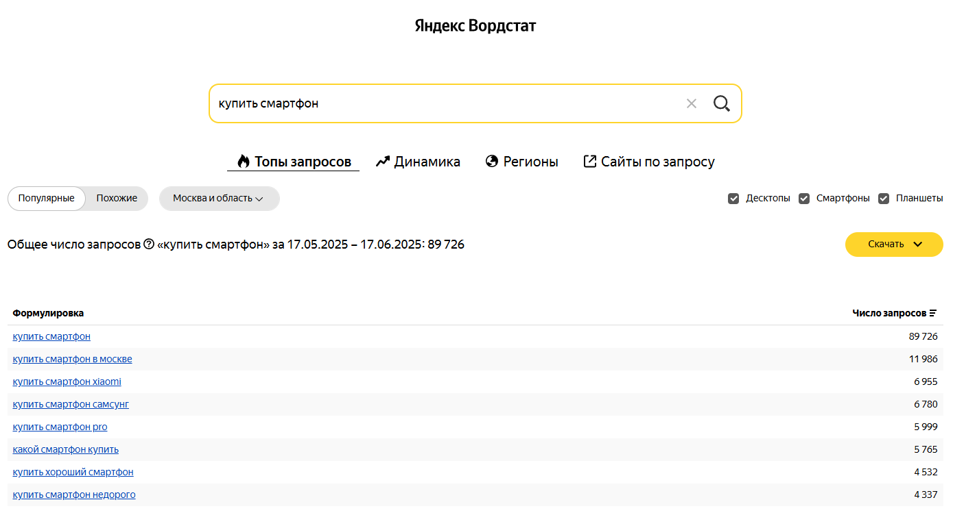 Подбор запросов в Яндекс Вордстат Подбор запросов в Яндекс Вордстат