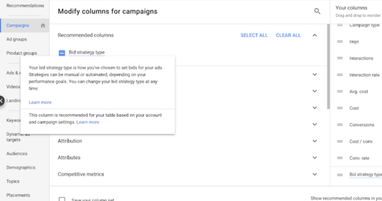 Google Ads начнет рекомендовать рекламодателям столбцы данных