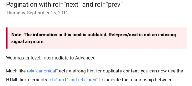 Google уже несколько лет не использует разметку rel=prev/next