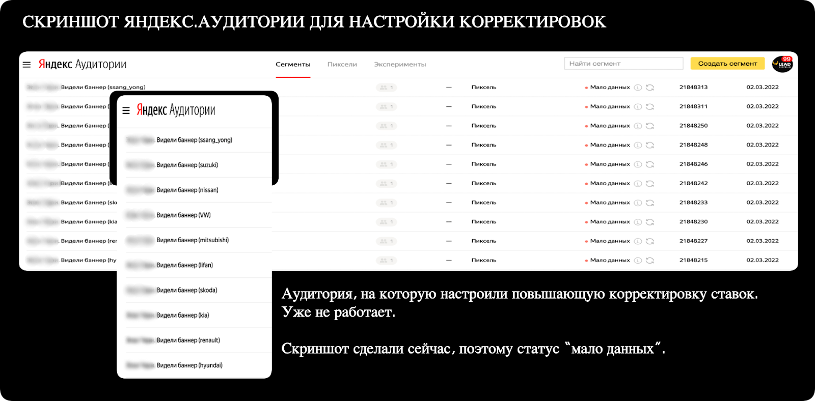 Скриншот Яндекс Аудитория