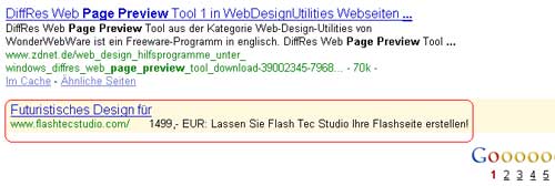 рекламные объявления AdWords внизу страницы с результатами поиска