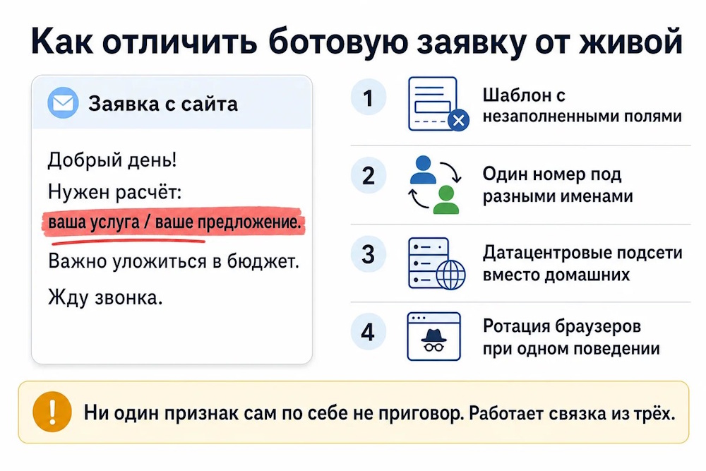 Как отличить ботовую заявку от живой Как отличить ботовую заявку от живой
