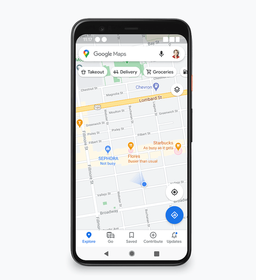 Google Карты начнут показывать загруженность мест