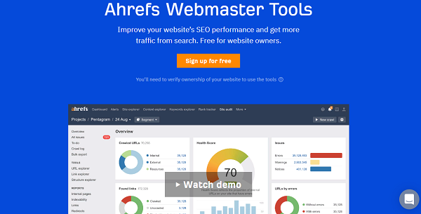Сервис Ahrefs запустил бесплатный Webmaster Tools  