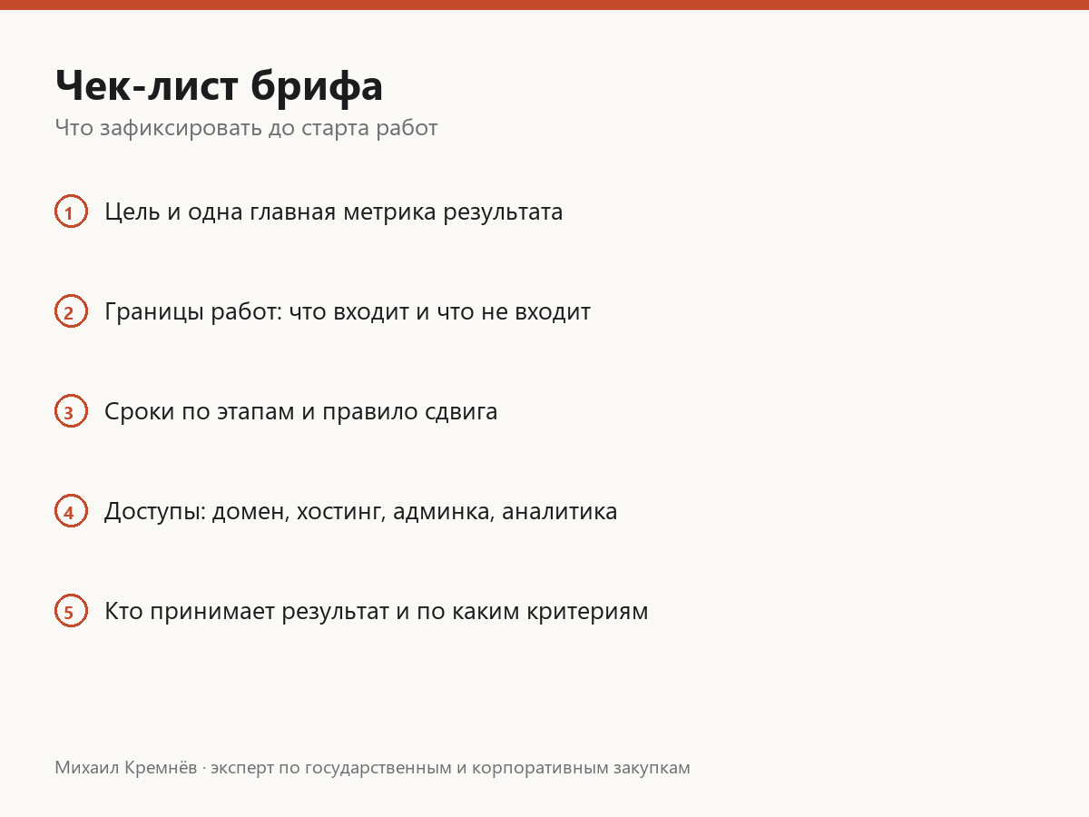 Чек-лист брифа Чек-лист брифа
