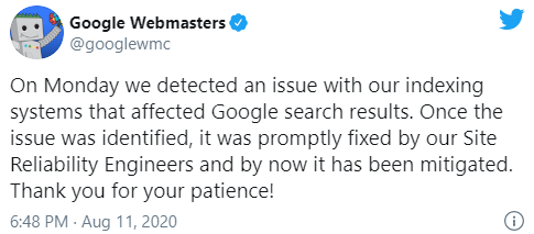 Сбой в Гугл