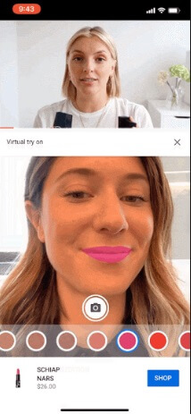 В YouTube можно примерить на себя образ, например, посмотреть, подходит ли помада к оттенку кожи