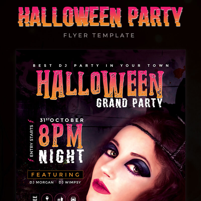 Фирменный стиль Halloween Grand Party Flyer