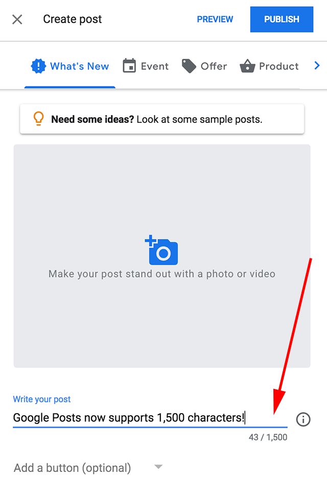 Google увеличил длину постов в My Business до 1500 знаков