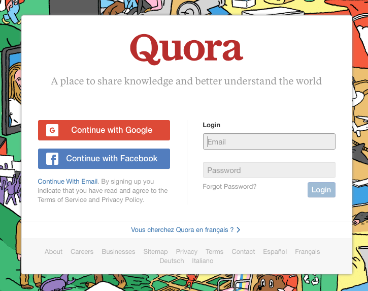Интерфейс сервиса Quora