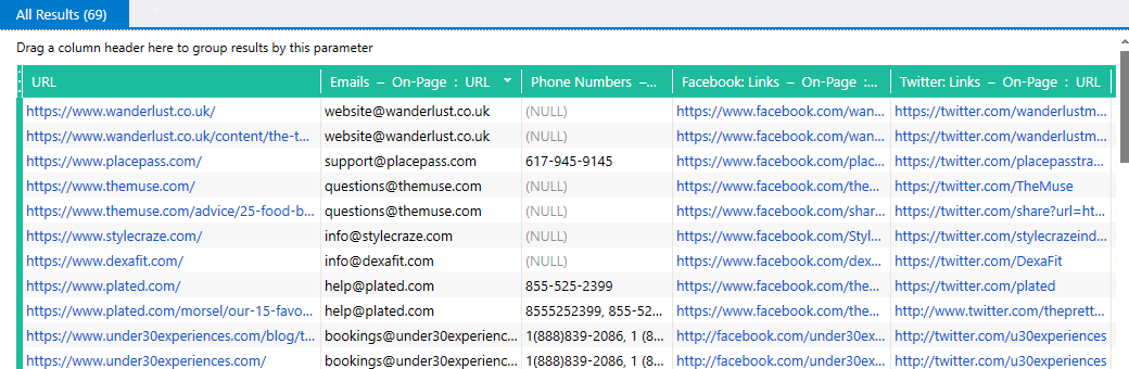 Парсинг контактных данных по списку сайтов с помощью Netpeak Checker