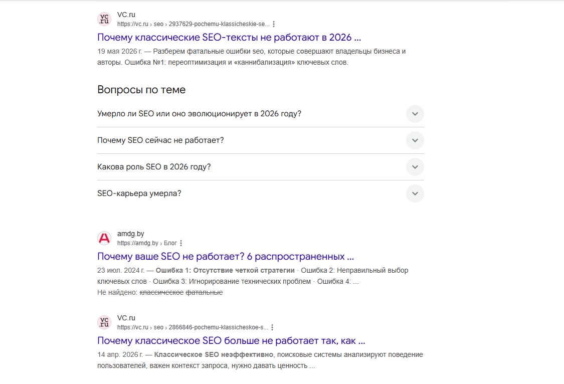 Выдача Google Выдача Google