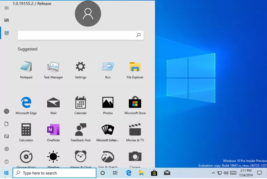 Скриншоты меню "пуск" в новой версии Windows 10