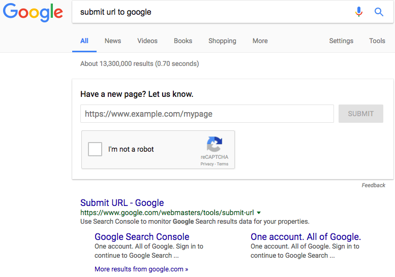 Google позволил добавлять URL в индекс прямо на странице поиска