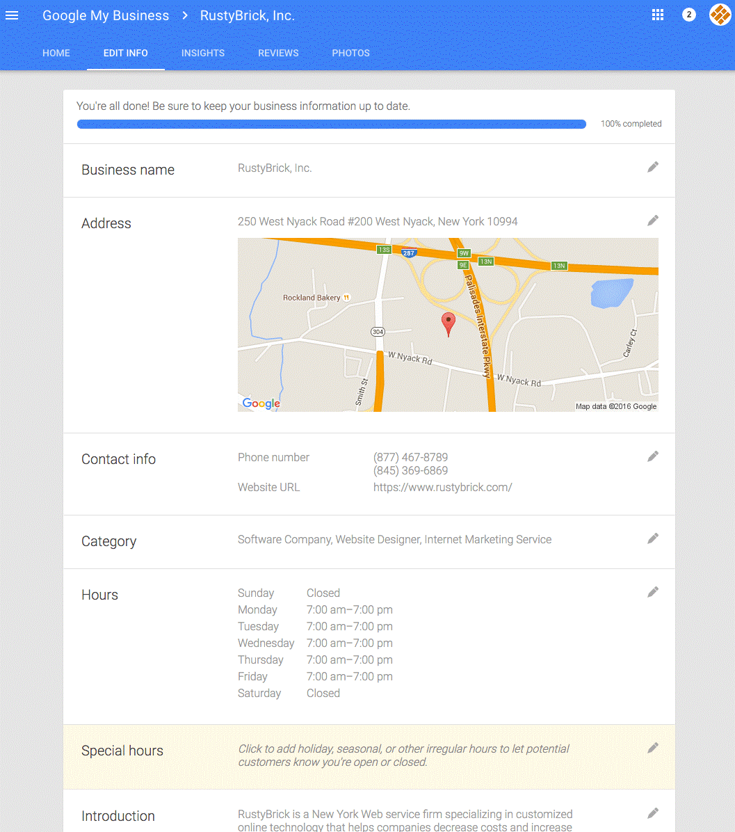 Измененный график в Google Мой Бизнес