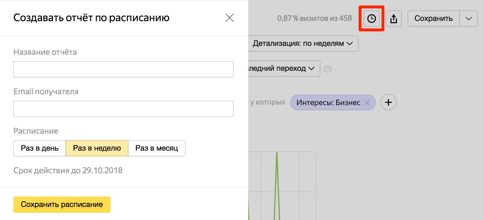 Настройка отправки отчетов по email в Яндекс.Метрике
