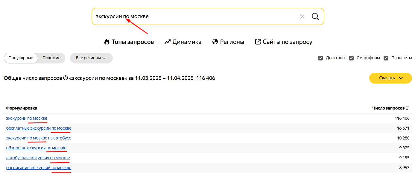 Яндекс Вордстат