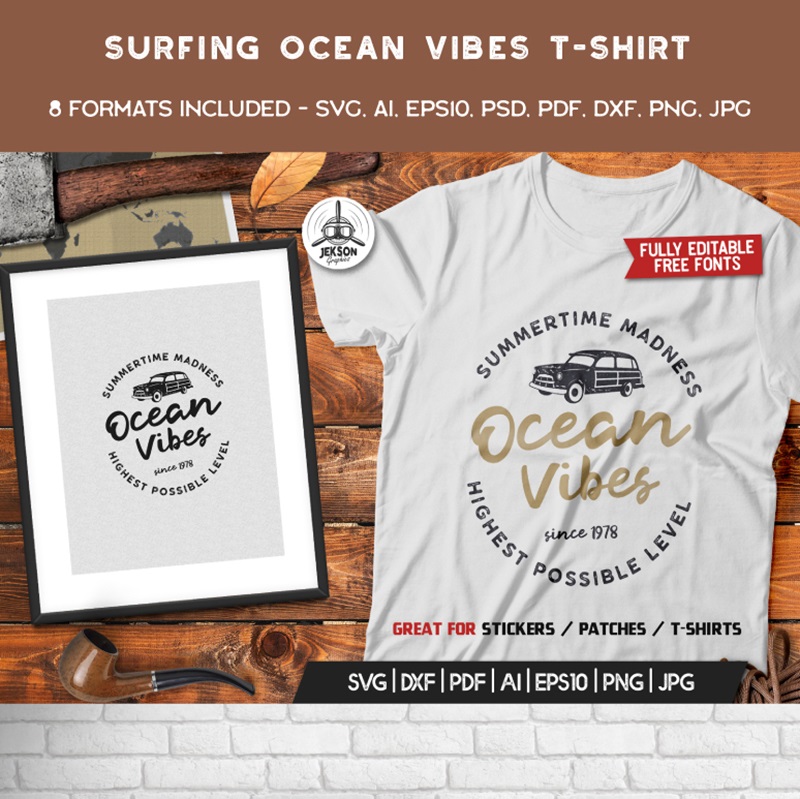 T-shirt Ocean Vibes, Surfing