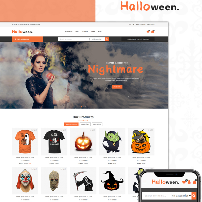 PrestaShop шаблон Halloween Store