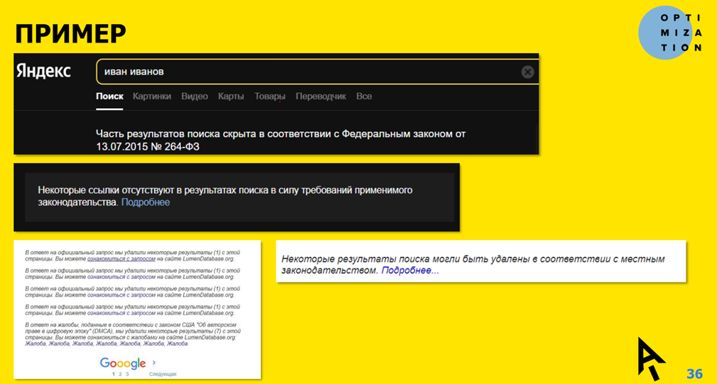 Пример деиндексации в Яндексе