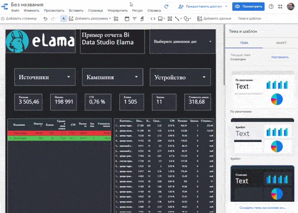 Как создать отчет в Google Data Studio через eLama