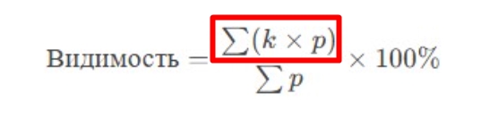 Формула расчета видимости сайтов