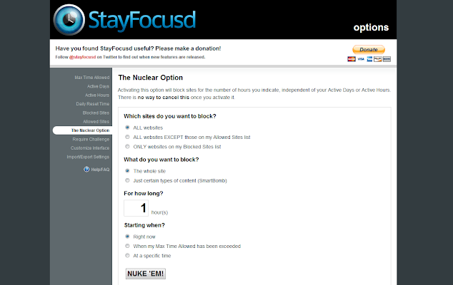 Расширение блокировки сайтов StayFocusd