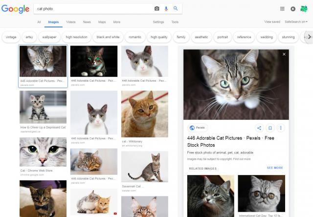 Google тестирует новые превью Google Картинок