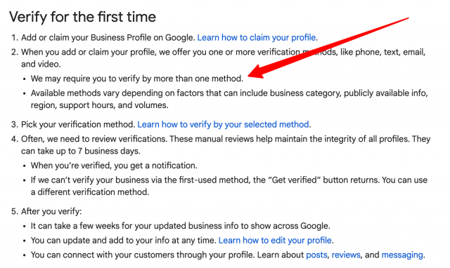 Google Профиль компании может потребовать дополнительной проверки