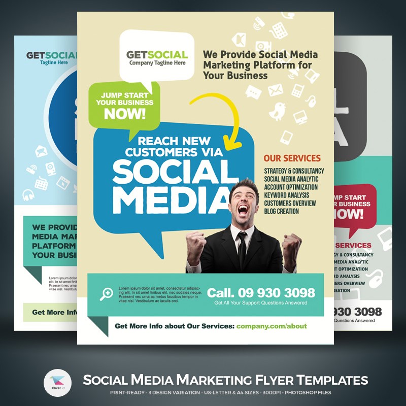 PSD шаблон Social Media Marketing Flyers
