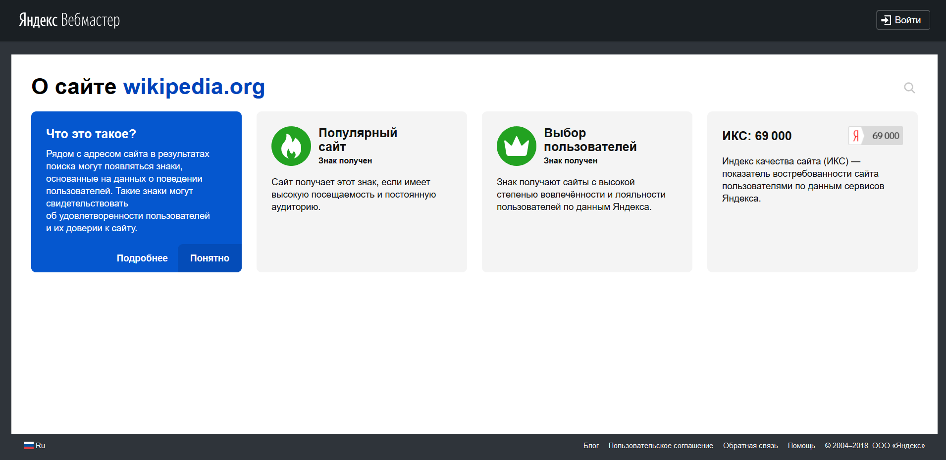 В выдаче Яндекса появились метки с дополнительной информацией о сайте
