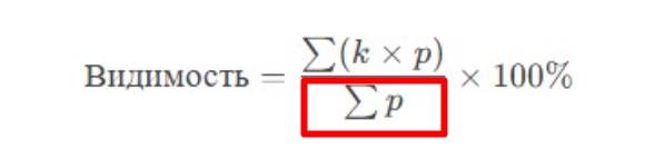 Формула расчета видимости сайтов