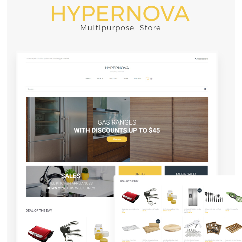 WooCommerce шаблон Hypernova – Store Multipurpose Minimal Elementor