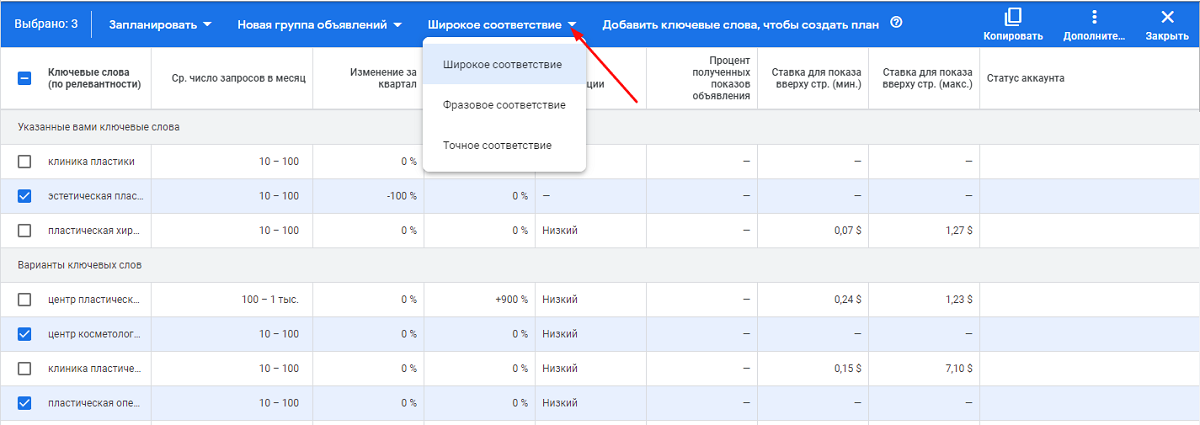 Отчет планировщика Google 
