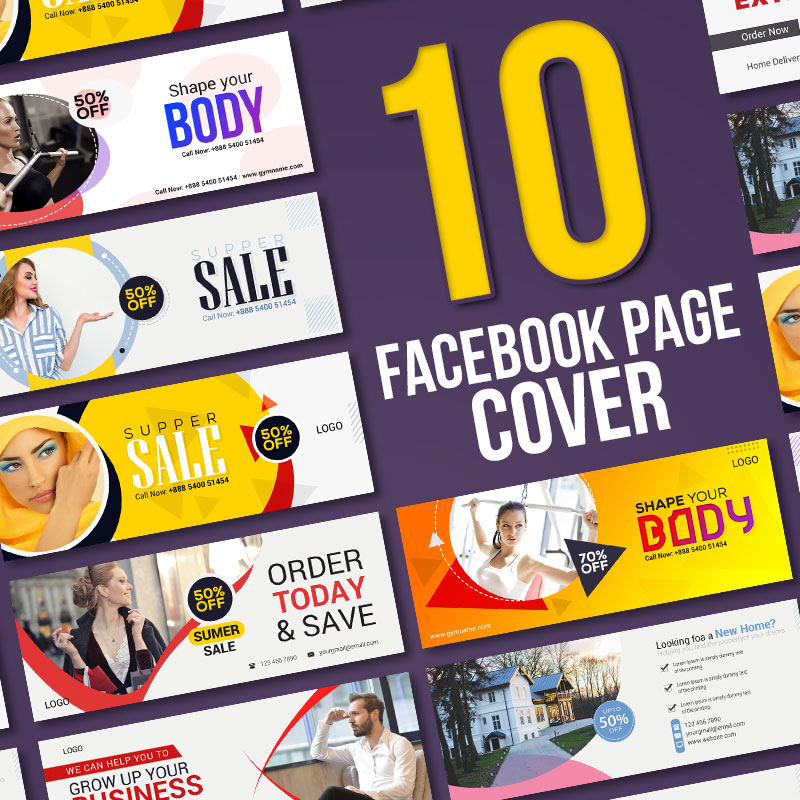 Шаблон для соцсетей 10 Facebook Cover Bundle