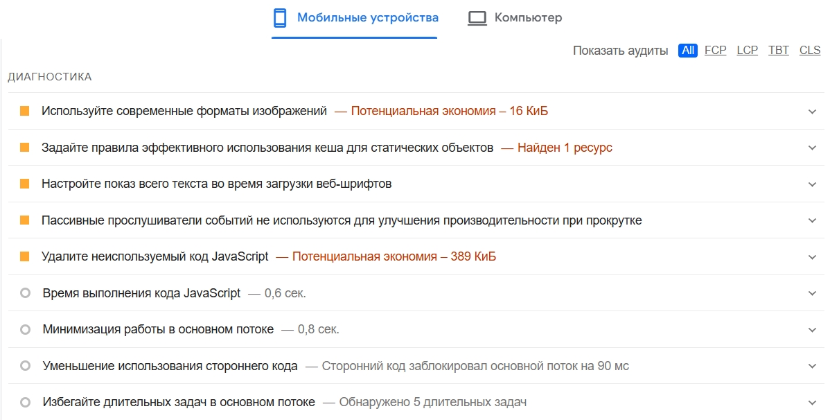 Производительность сайта