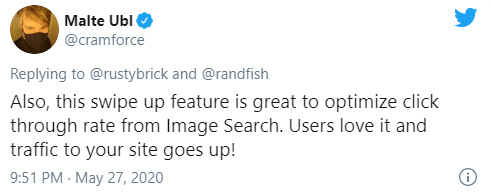 Google сообщил, что функция «Swipe to Visit» в Google Картинках увеличивает трафик на сайт