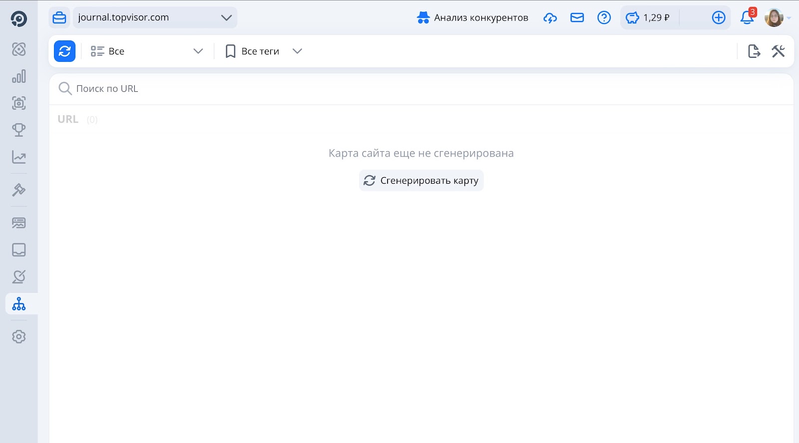 Генерация карты сайта в Топвизоре
