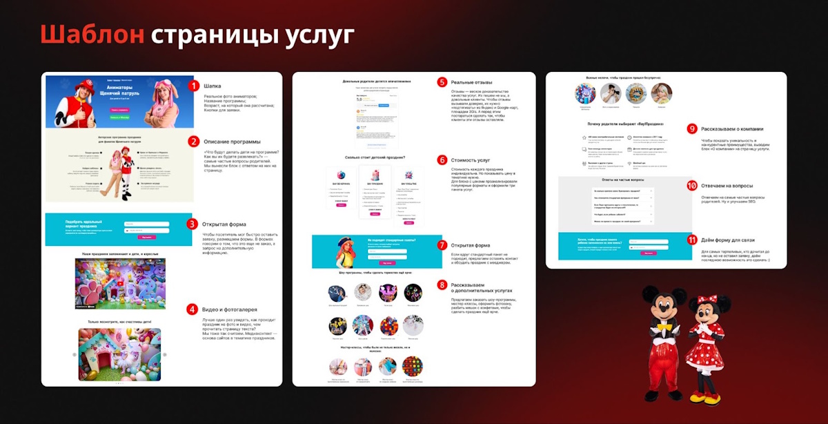 Блоки для шаблона страницы услуг