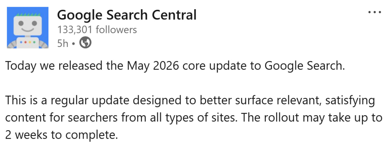 May 2026 Core Update May 2026 Core Update