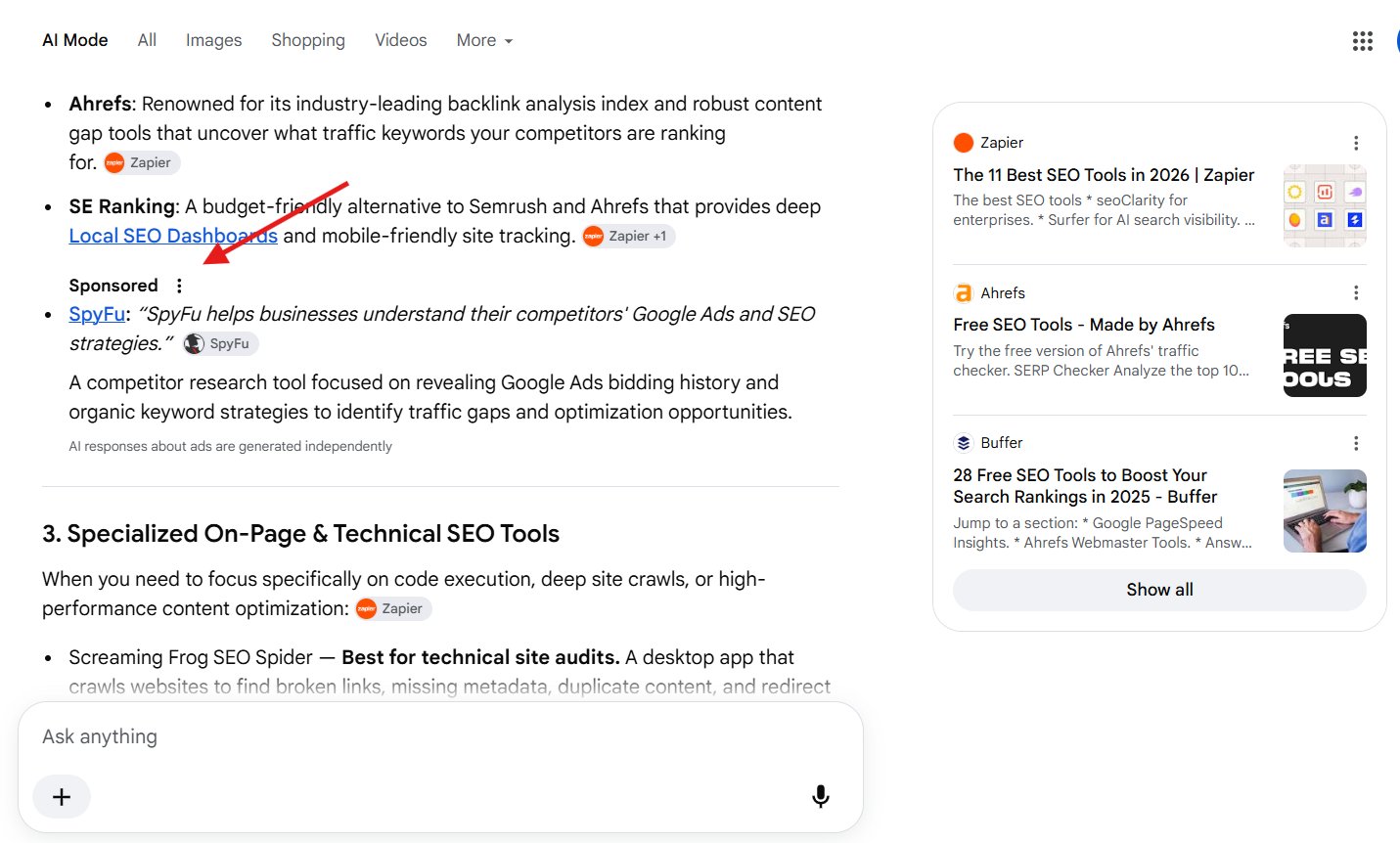 Google тестирует текстовые рекламные ссылки в AI Mode Google тестирует текстовые рекламные ссылки в AI Mode