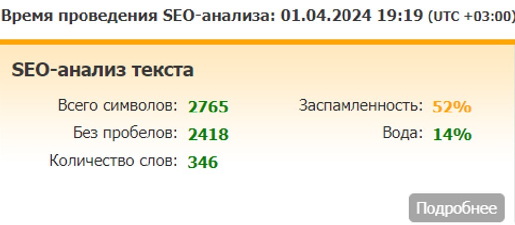 Пример SEO-анализа текста